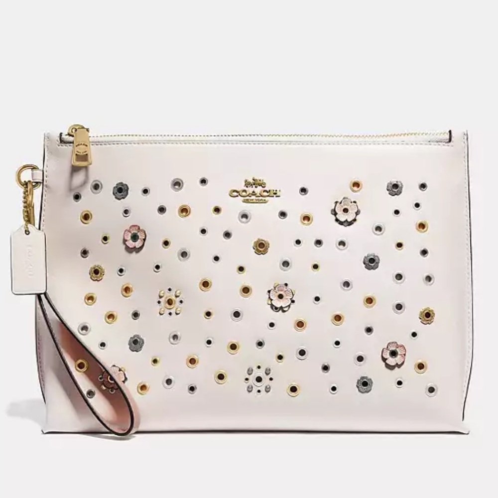 Coach White Tea Rose Wristlet Clutch